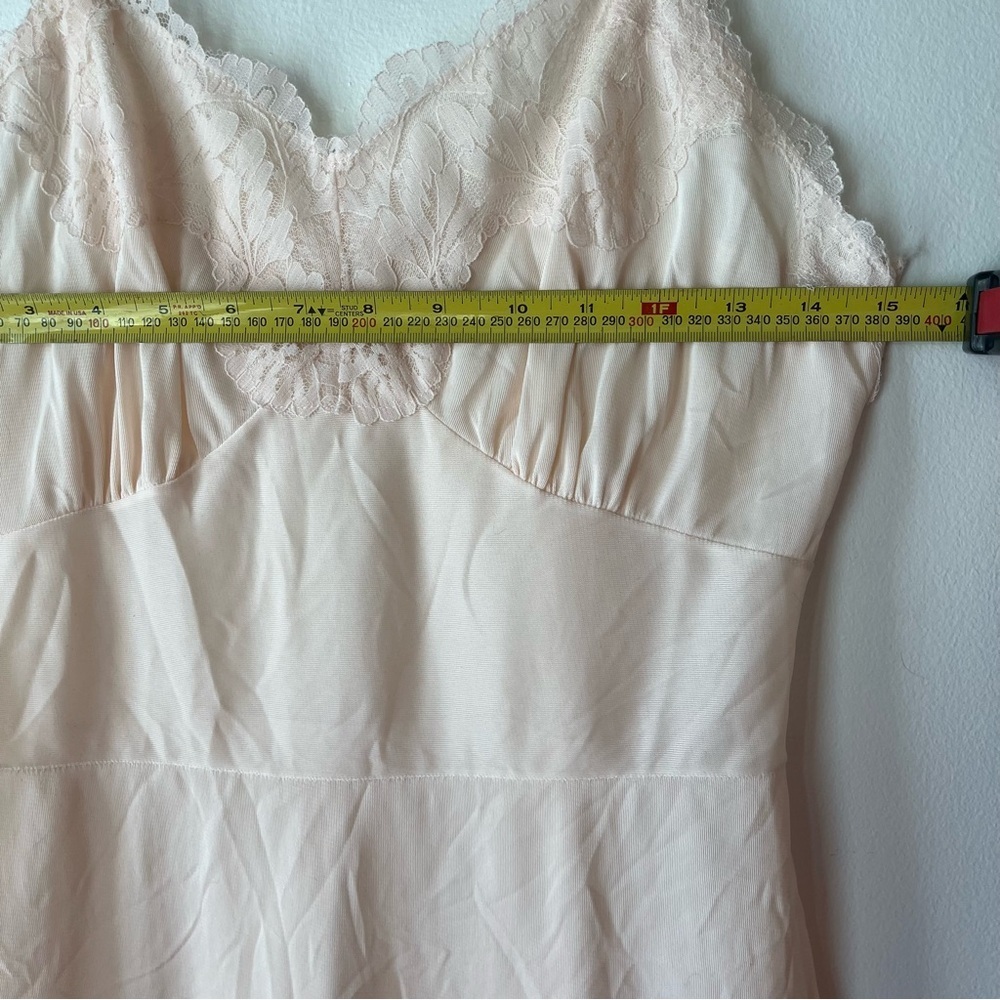 Vintage Pink Lace Slip Dress 34 | Midi Length Lingerie Coquette Bridal Style - Picture 8 of 9